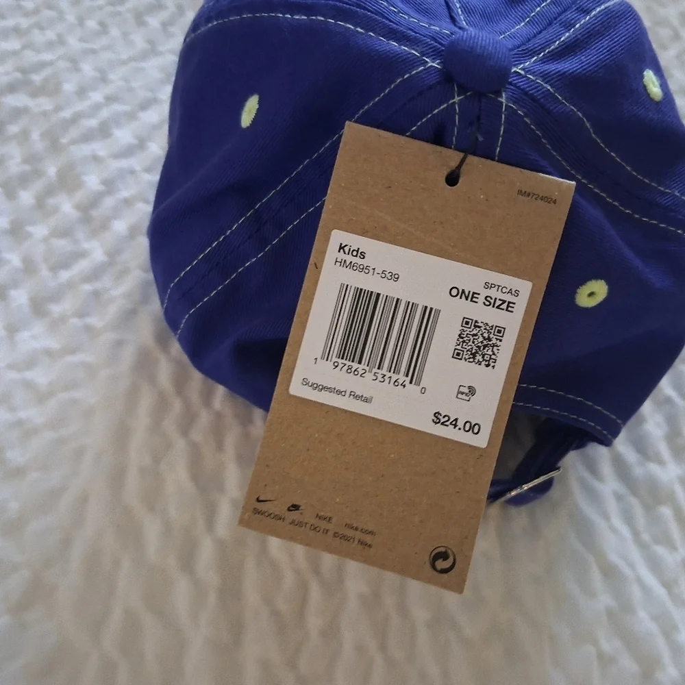 Nike Royal Blue Cap with Lime Accents Its Labeled Older Kids Hat But Its The Sam
